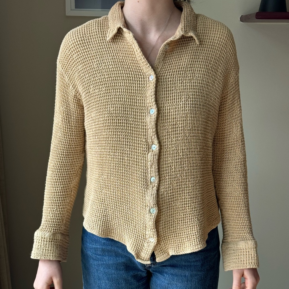 Donni Waffle blouse button up